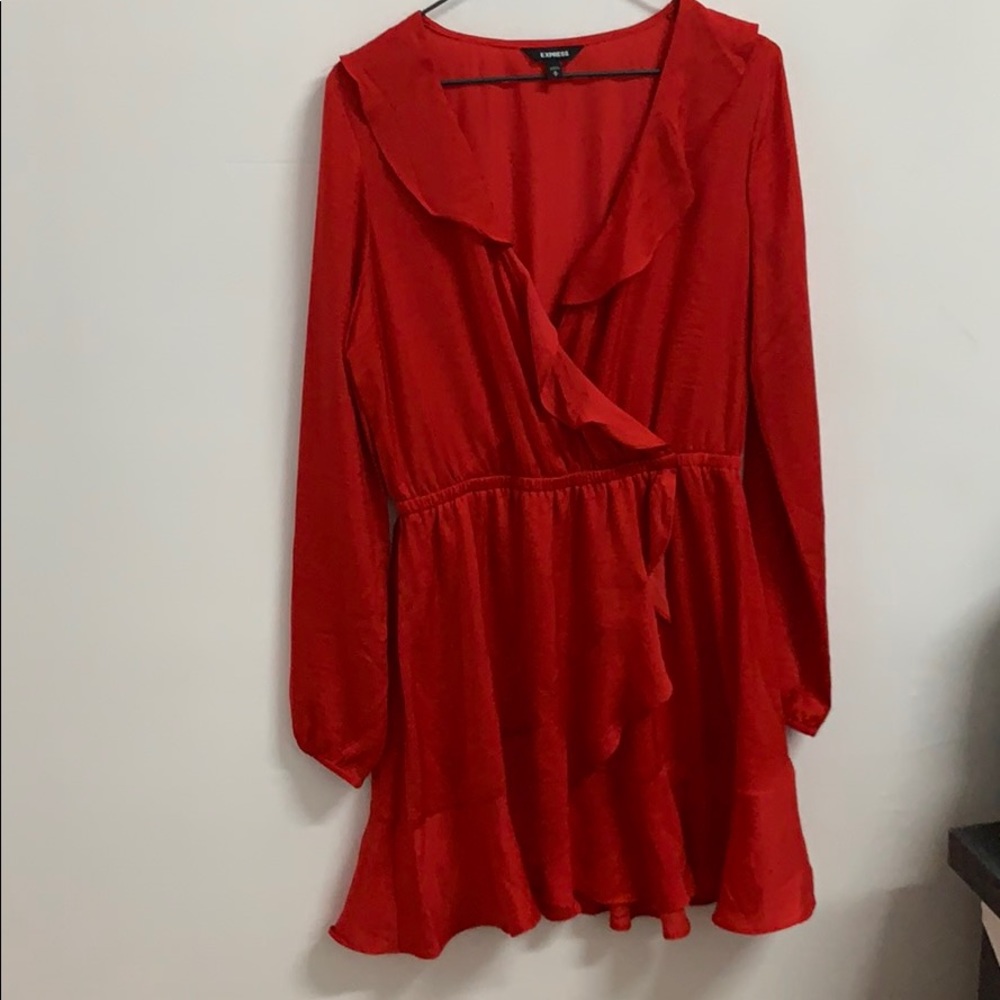 Ruffle elastic waist wrap dress